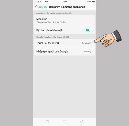 Chọn TouchPal for OPPO